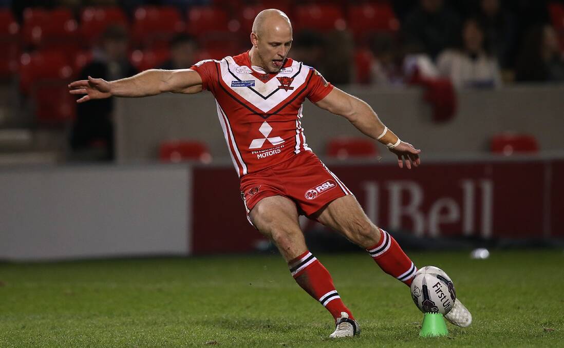 CHASING GLORY: Salford Red Devils captain and Junee native Michael Dobson is just two games away from the Challenge Cup final. Picture: Getty Images