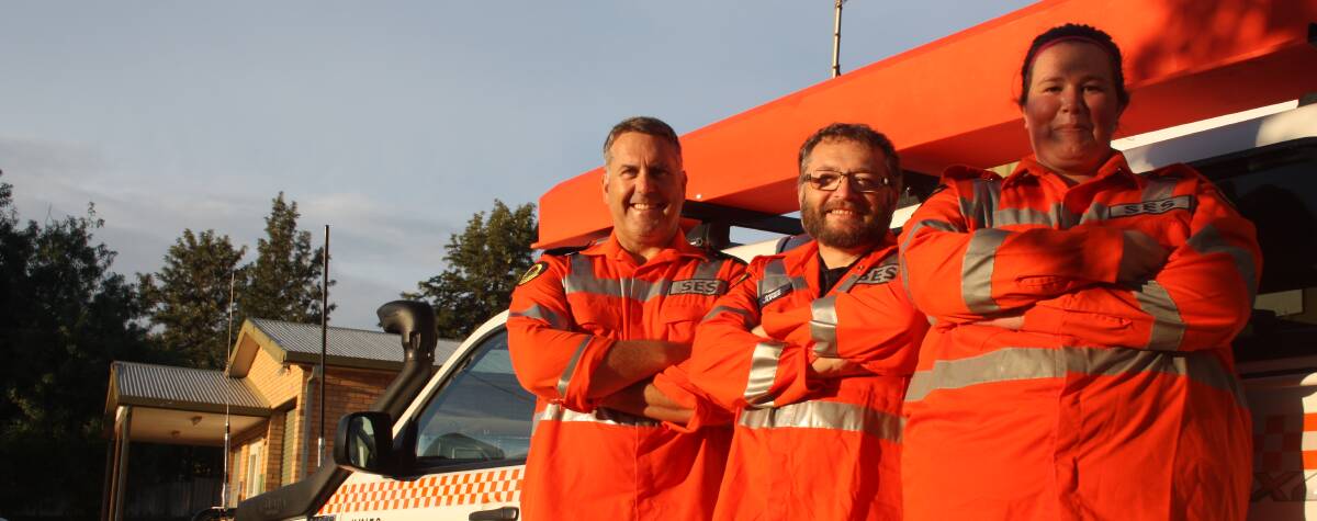 TEAMWORK: Junee SES Unit team leader Jeff Guymer, Andrew Muir and Kira Brownfield were deployed to the storms in the north of the state last week.