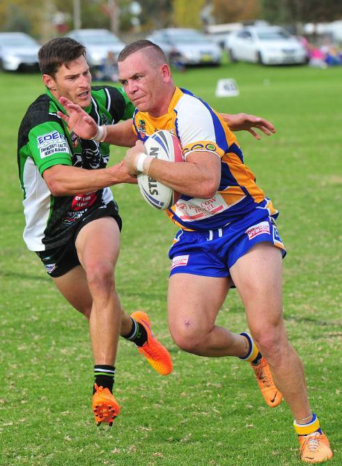 KEY RE-SIGNING: Dynamic centre Peter Little (right) has re-signed with Junee for 2016.