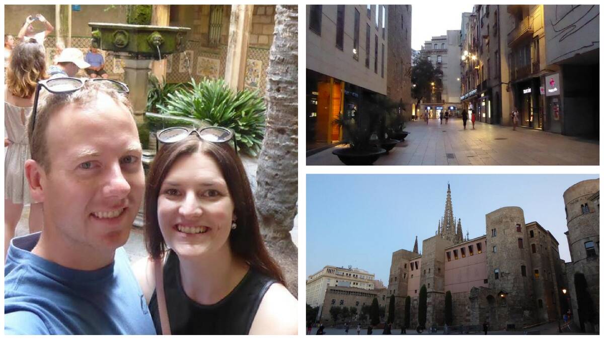 Cass Dalgleish and Matt Schilling in Barcelona at the time of the terror attack. Pics: Cass Dalgleish