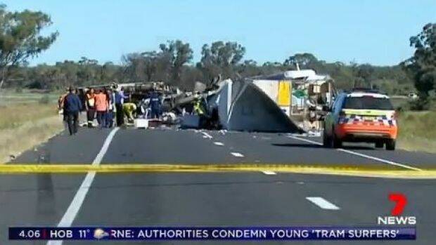 Emergency workers attend the scene of the crash. Photo: Seven News