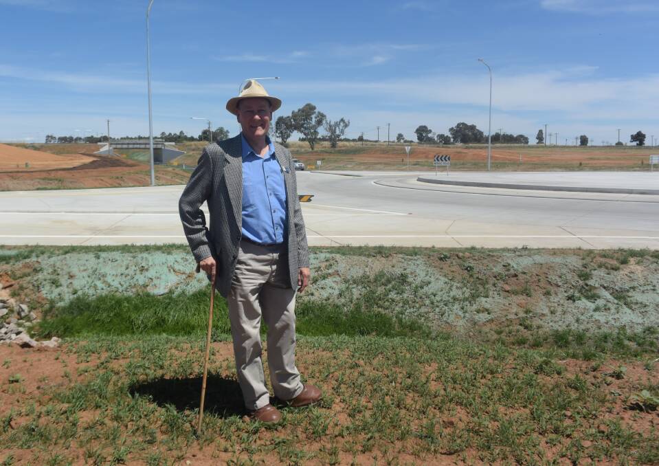 Junee Mayor Neil Smith inspects part of the new road network at Bomen.