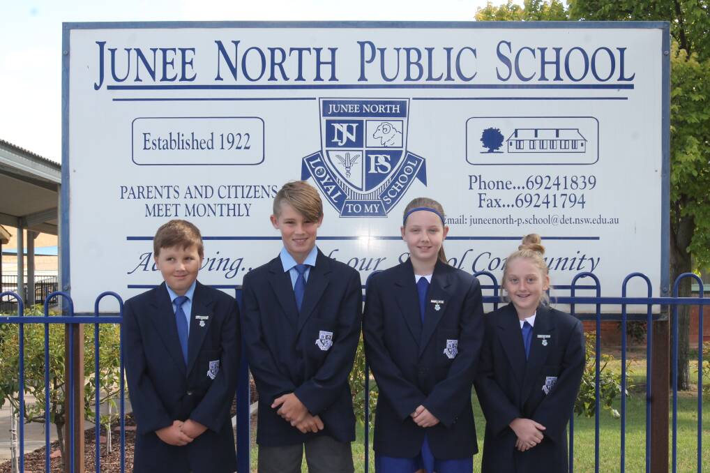 Junee North leaders: Ryan Rogers (vice captain) Cooper Wright (captain) Madeleine Cameron (captain) and Isabella Cameron (vice captain).
