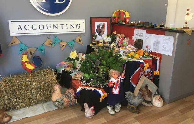 NUMBER ONE: H B Accounting's elaborate rooster display. 