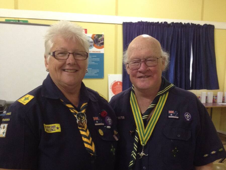 Junee's Jackie Starr with grandson of movement's founder, Michael Baden-Powell. Picture: Supplied