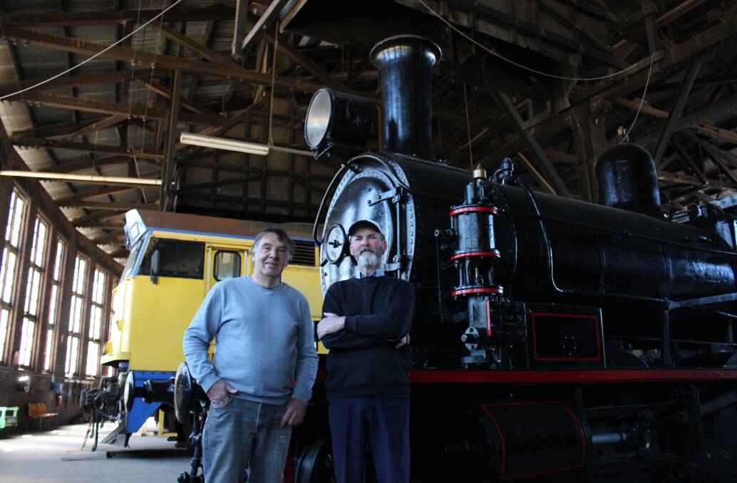 ON TRACK: Roundhouse secretary Vince Hollis and museum curator Ron Ison. Picture: Madeleine Clarke 