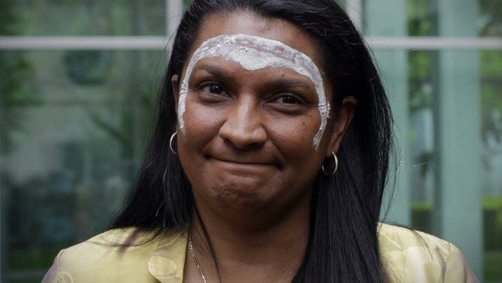 Senator Nova Peris during an Indigenious blessing ceremony at Parliament House in Canberra. Photo: Andrew Meares
