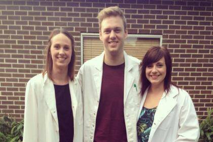 Patrick Green, a physiotherapy student at the University of Sydney, with his classmates.  Photo: Supplied