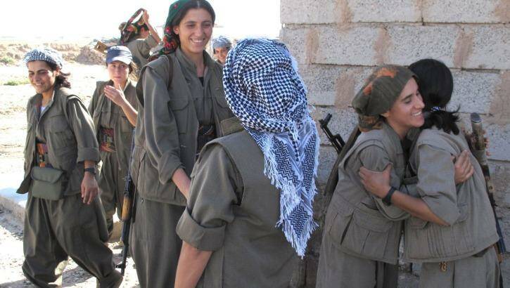 PKK fighters at the Daquq PKK base. Photo: Ruth Pollard