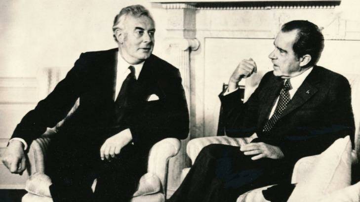 Gough Whitlam meets US President Mr Richard Nixon in 1973.