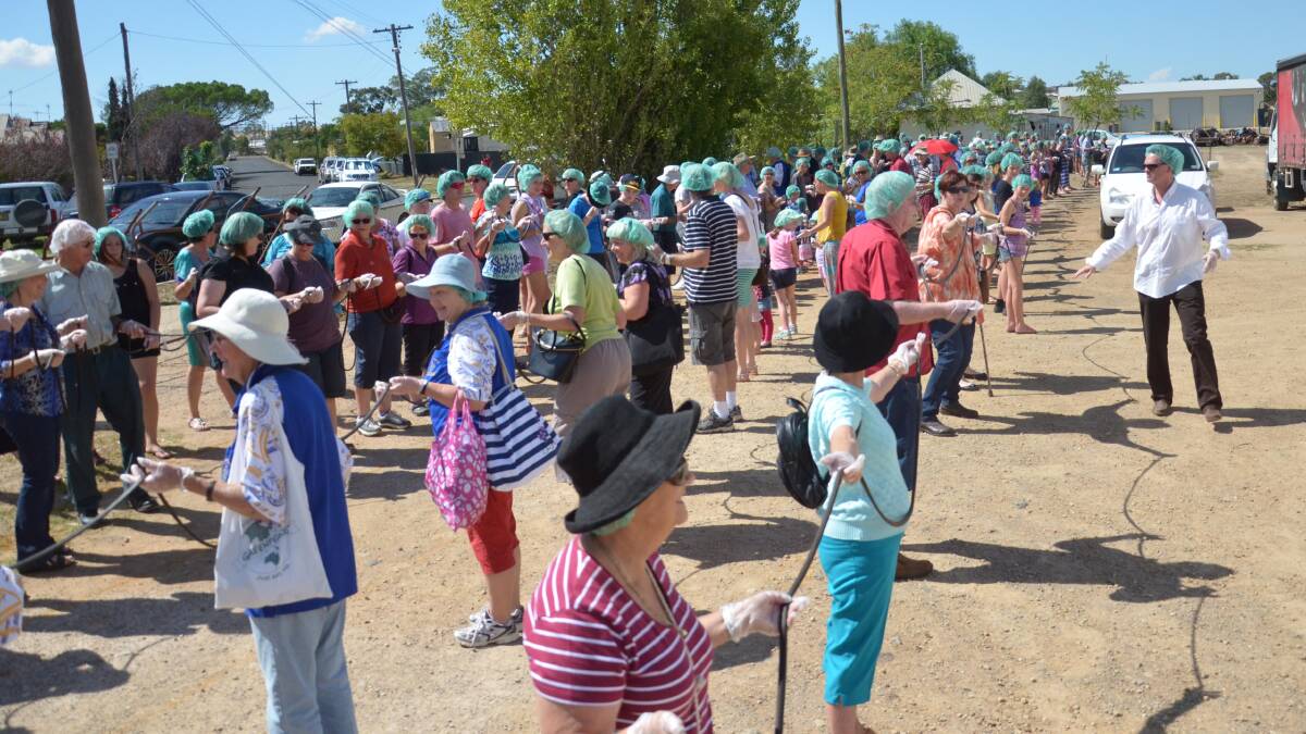 The world's longest licorice strap attempt was a popular attraction at the Rhythm 'n' Rail festival. Picture: Declan Rurenga