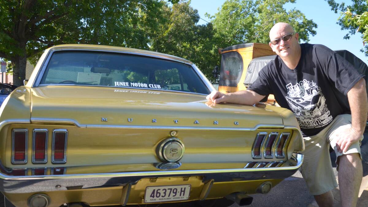 Toby Bowering and his 1968 Ford Mustang GT. Picture: Declan Rurenga