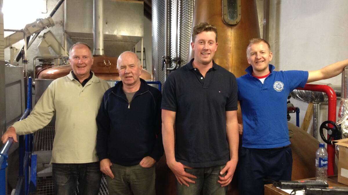 ARTISAN CRAFTSMEN: Neil Druce, Kilchoman's master distiller John MaClellan, Dean Druce and distiller Michael Barford. Picture: Contributed