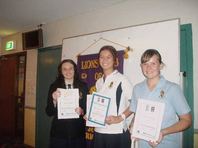 Junee's Youth of the Year entrants, Ebony Becquet, Billie-Rose Deacon and Hayley Hocking. Picture: Junee Lions Club.