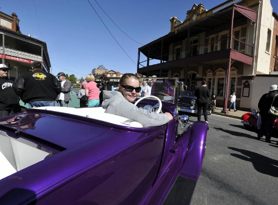 Kelly Kendall came all the way from the Mornington Penisula in Victoria in her 1929 Model A roadster for the 30th annual Rod Run which stopped over in Junee last weekend. Picture: Les Smith