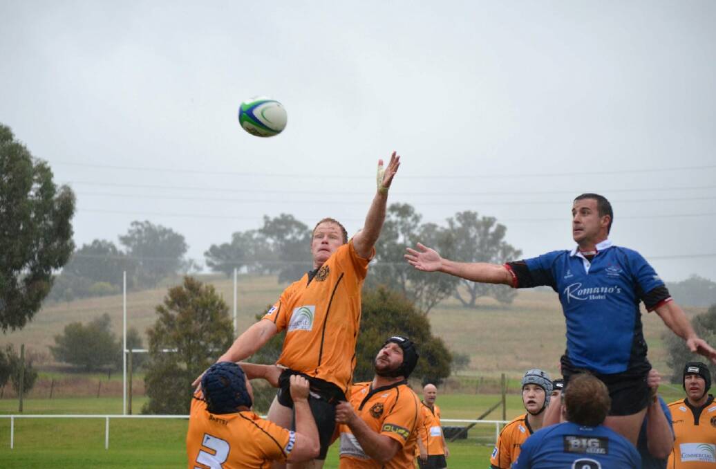 Gus MacLennan gets hoisted for a line-out during the Rams win over the Waratahs.
