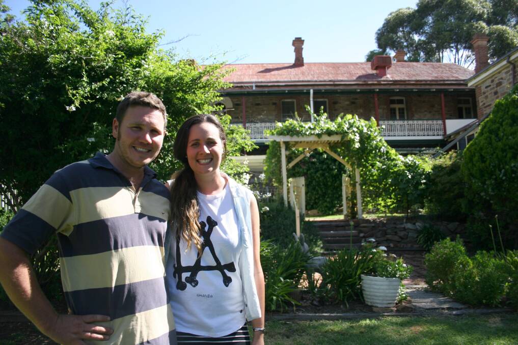 Cootamundra residents Andrew Booth and Sara McPherson have made the move to Bethungra to develop the village's former hotel into the Bethungra Hotel B&B. Picture: Declan Rurenga