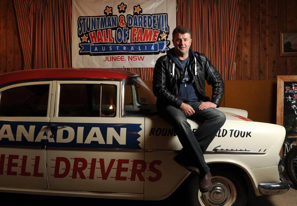 In 2014, Lawrence "Legend" Ryan will celebrate his 25th year as a daredevil and has been curating a stuntman and daredevil museum which will be located in Junee. Picture: Michael Frogley