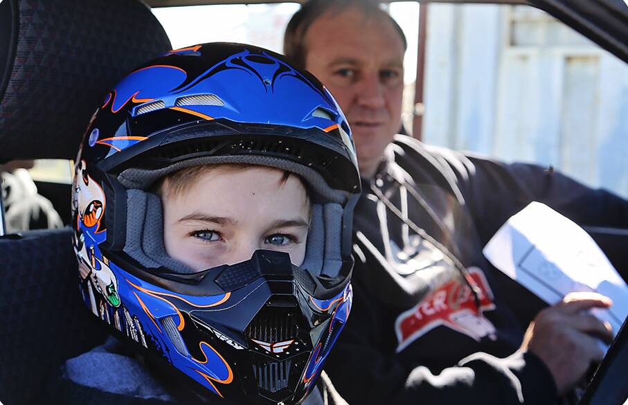 Wagga's Brendon Young, 12 and his father Sam prepare to participate in a Wagga District Car Club motorkhana event. Picture: Debbie Quirk