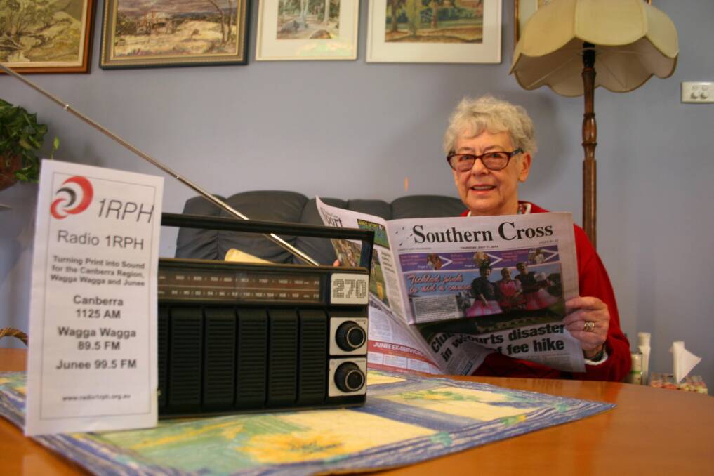 The Canberra based Radio for the Print Handicapped will now feature news and
headlines from the Southern Cross. Instigator of a campaign to bring the radio to Junee and keen listener June Bennett is looking forward to hearing some local angles. Picture: Declan Rurenga