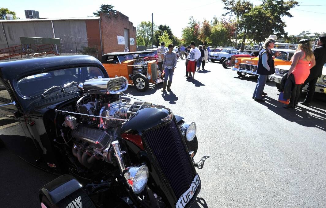 Peel Street is covered in cars during a show 'n' shine fundraiser for Cooinda Court. Picture: Les Smith