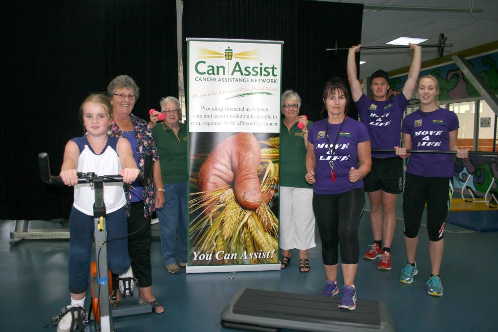 Can Assist members(from, left) Gabby Bourke, Rita Bourke, Maureen Fitzgerald, Leslie Parkes, Junee recreation centre fitness manager Jenny Read, staff members Kyle Lawson and Elisha McDermott are keen to get moving for life on October 18.