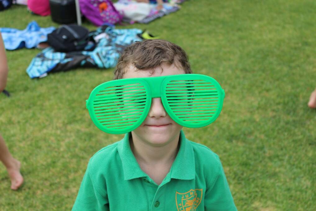 Cohen shows of his swanky shades. Picture: Junee Public School