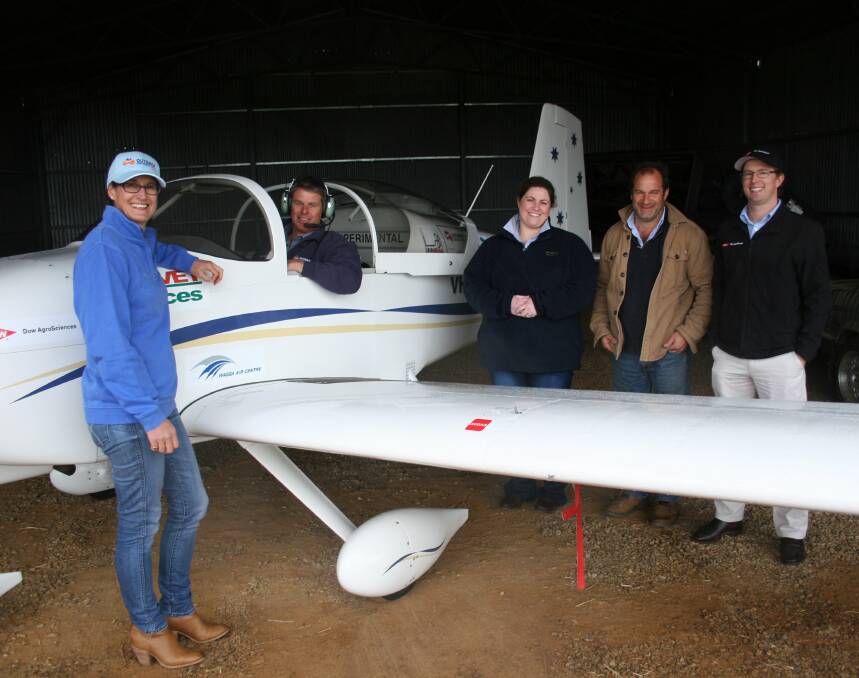 OUTBACK FLYERS: Fiona and Andrew Hamilton and their sponsors AgnVet's Lisa Oliver, IGiftWine's Jim Coe and Dow Agri-science's Brad Davis.