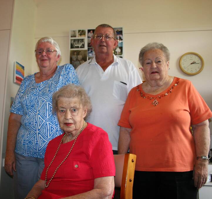 NONAGENARIAN: Beryl Kesby celebrates her 90th with sister in law Claire Kesby (left), brother John Kesby and sister Merl Cairns (right). Picture: Declan Rurenga