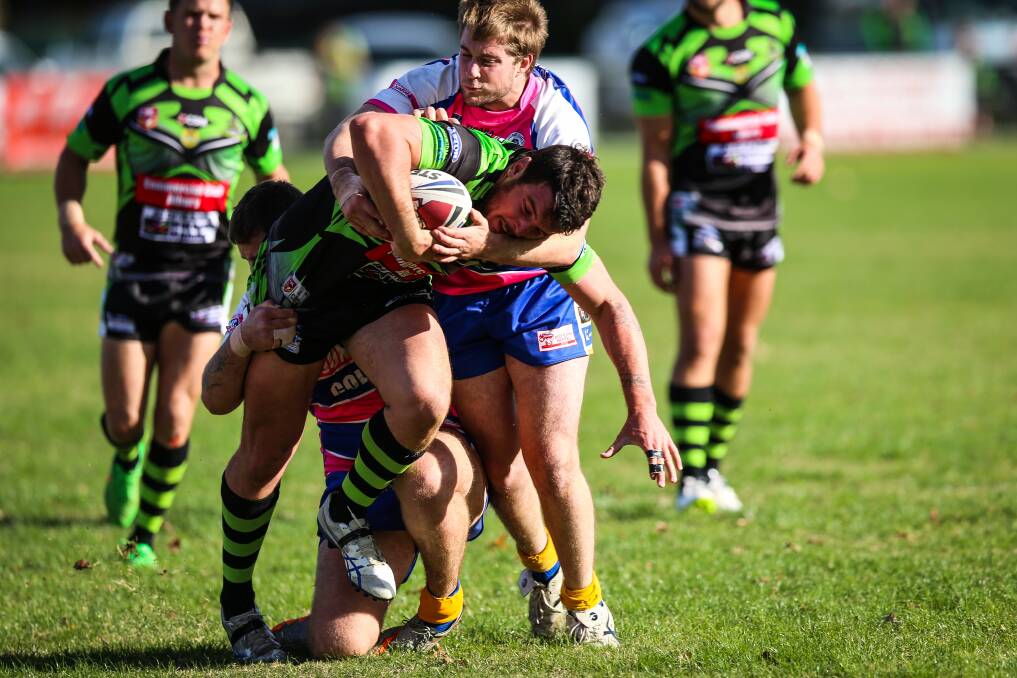 The Diesels beat the Greens 38-22, but lost Rhys Clemson, pictured playing against Albury, to a broken leg. 