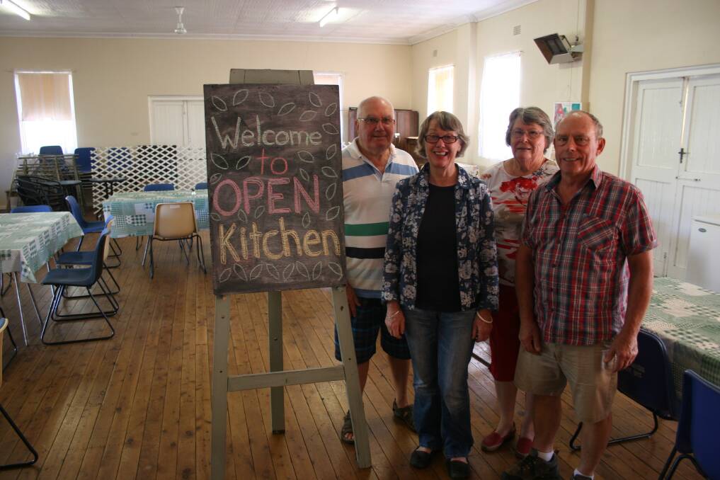 Open Kitchen will close in December with volunteers Graham Paton, Carole Windsor, Jan Paton and Jeff Windsor before Monday's meal is served up, it is one of the last before the final one in December. Picture: Declan Rurenga