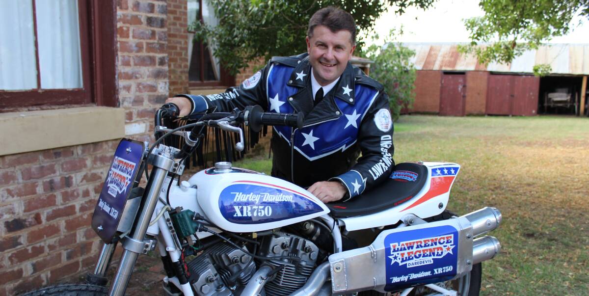 TWO WHEELED ROCKET: Lawrence "Legend" Ryan will launch a book about his stunt career on June 10 in Junee. Picture: Contributed