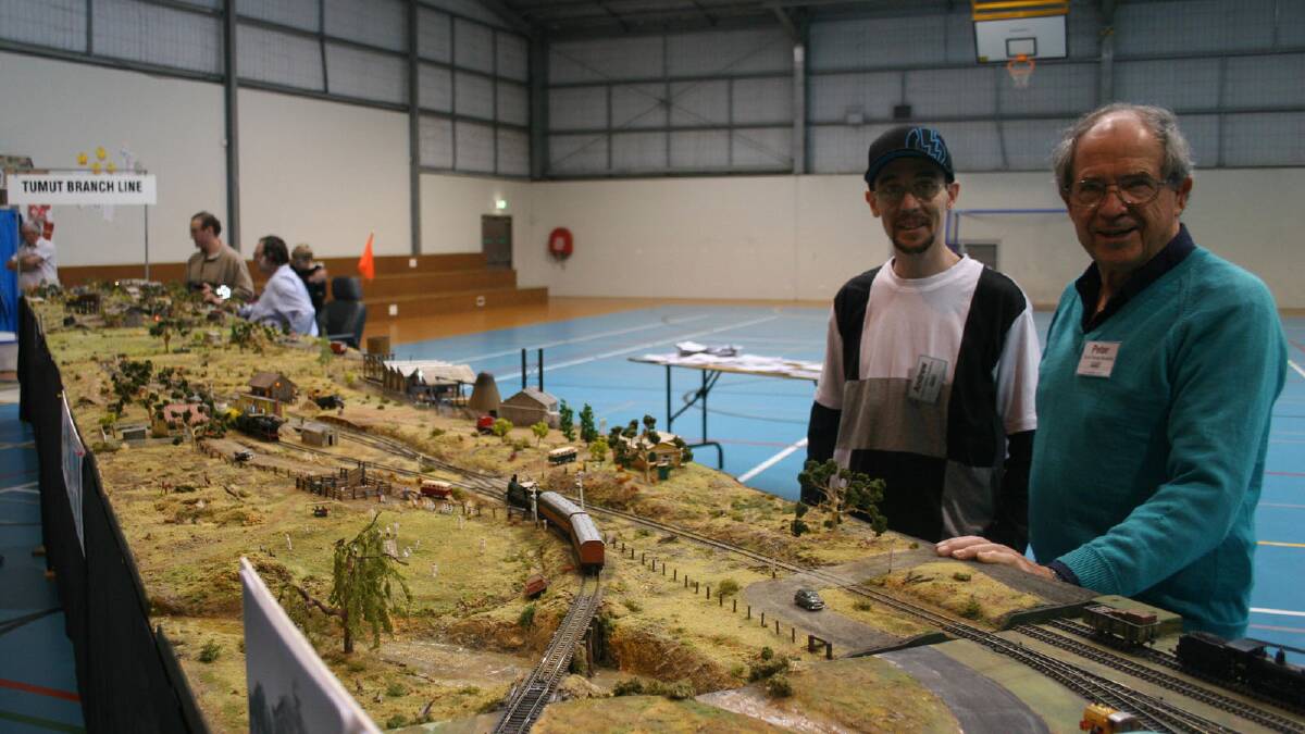 Andrew Lawson and Peter Prewett are two of the builders of the massive 13 metre long model.