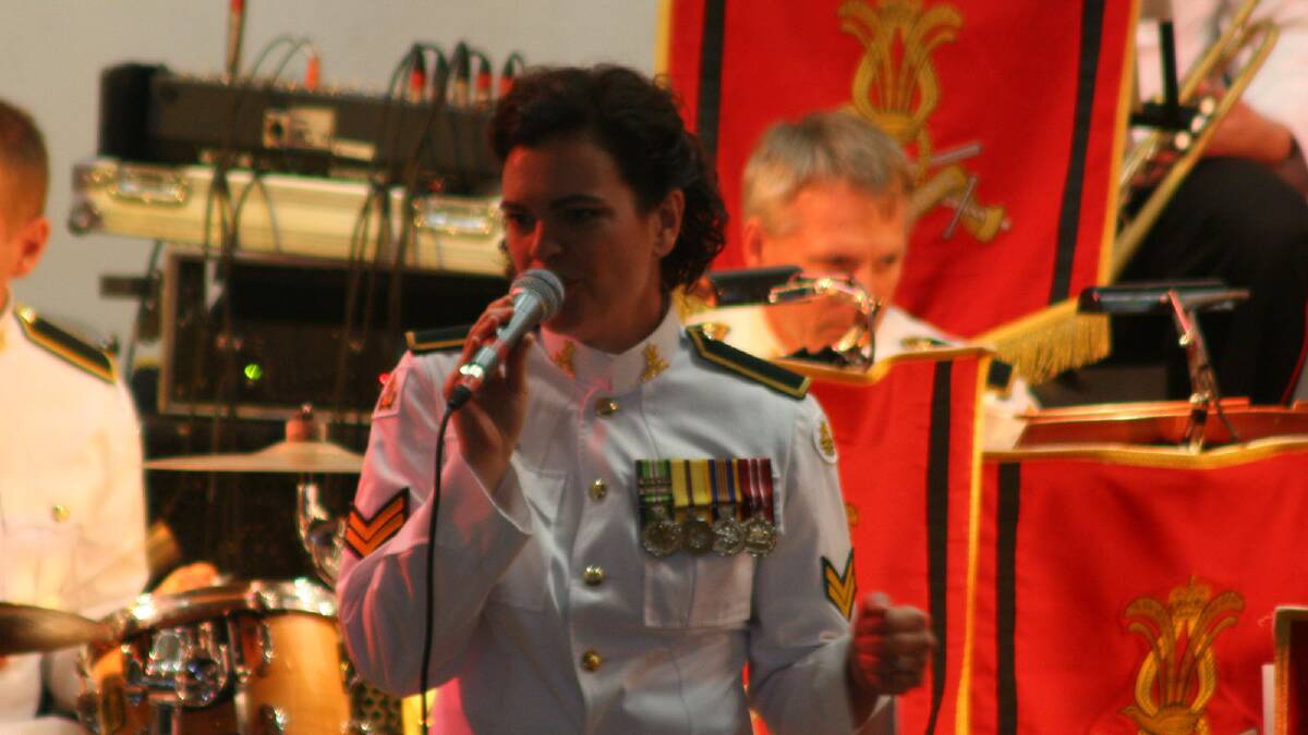 Cpl Melody Nielsen performs with the Australian Army Band Kapooka at the Athenium.