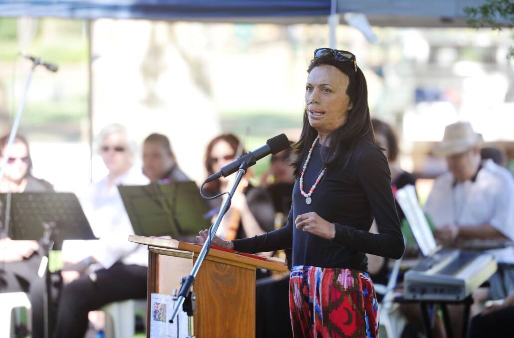 Guest speaker Turia Pitt at the Australia Day Celebrations in Narrandera. Picture: Alastair Brook