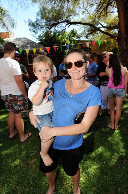 Jack Hayllar (2) with mother Kim at the Australia Day Celebrations in Narrandera. Picture: Alastair Brook