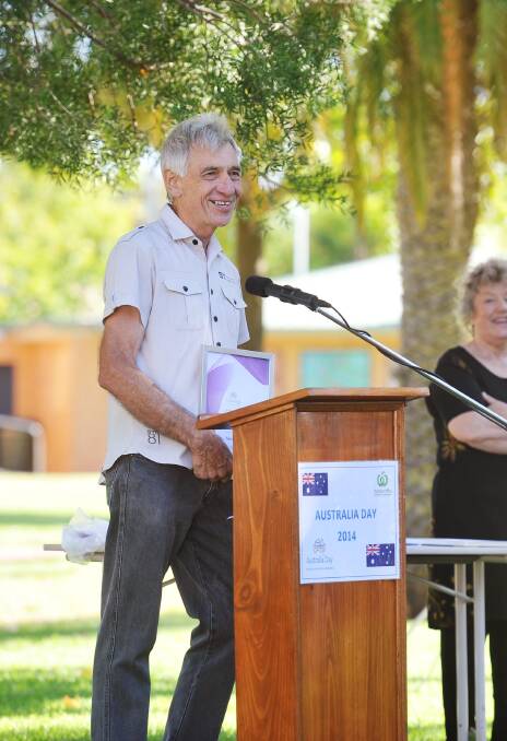 Citizen of the year Neville Kschenka at the Australia Day Celebrations in Narrandera. Picture: Alastair Brook