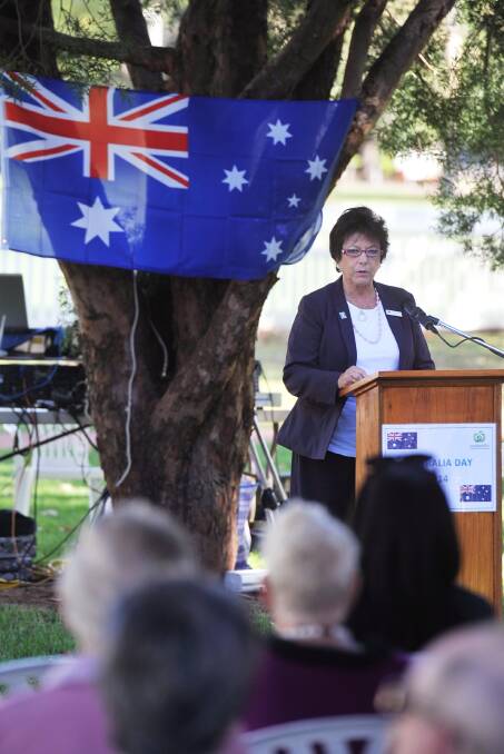 Narrandera Mayor Jenny Clarke at the Australia Day Celebrations in Narrandera. Picture: Alastair Brook