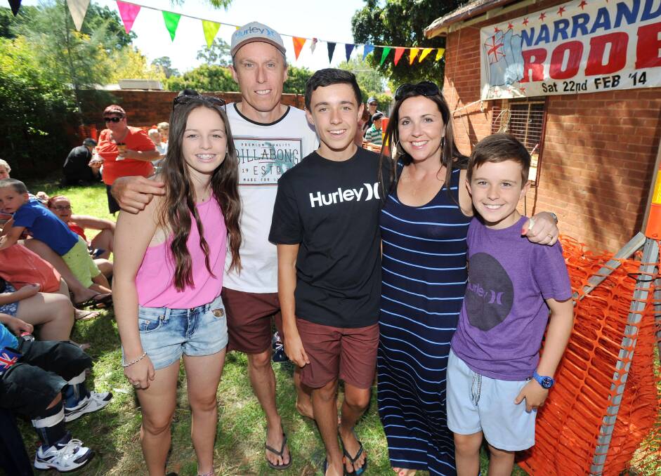 Jessie (15), Jason, Isaac (14), Leisa, Kane (10) Williams at the Australia Day Celebrations in Narrandera. Picture: Alastair Brook
