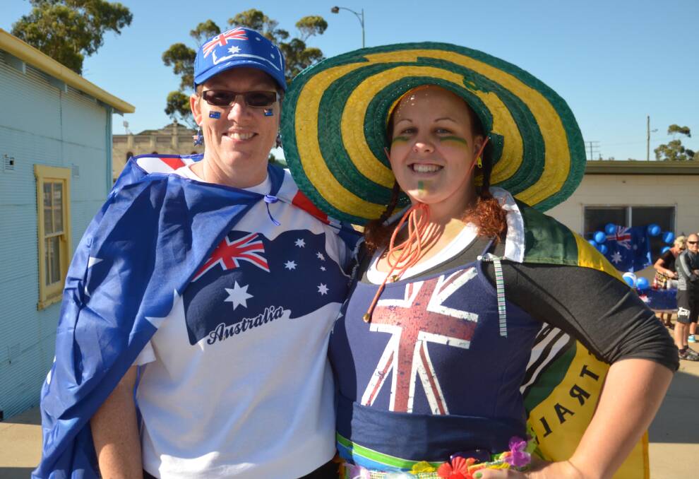 Kym Sainsbury and Christa Wiilson (right). Australia Day in Junee. Picture: Declan Rurenga