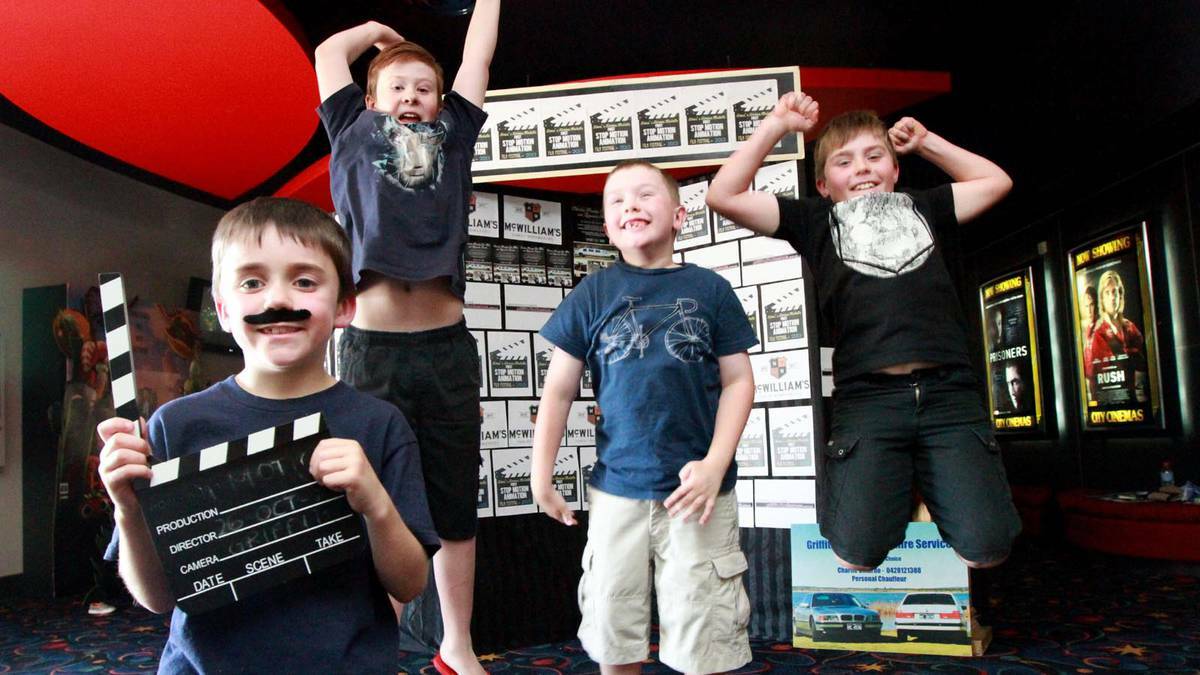 Ready for the Stop Motion Film Festival is (front) Luca Brighenti, 7, and (back) Dylan Garner, 10, Henry Massey, 6, and Nick Broghenti, 9. Picture: The Area News