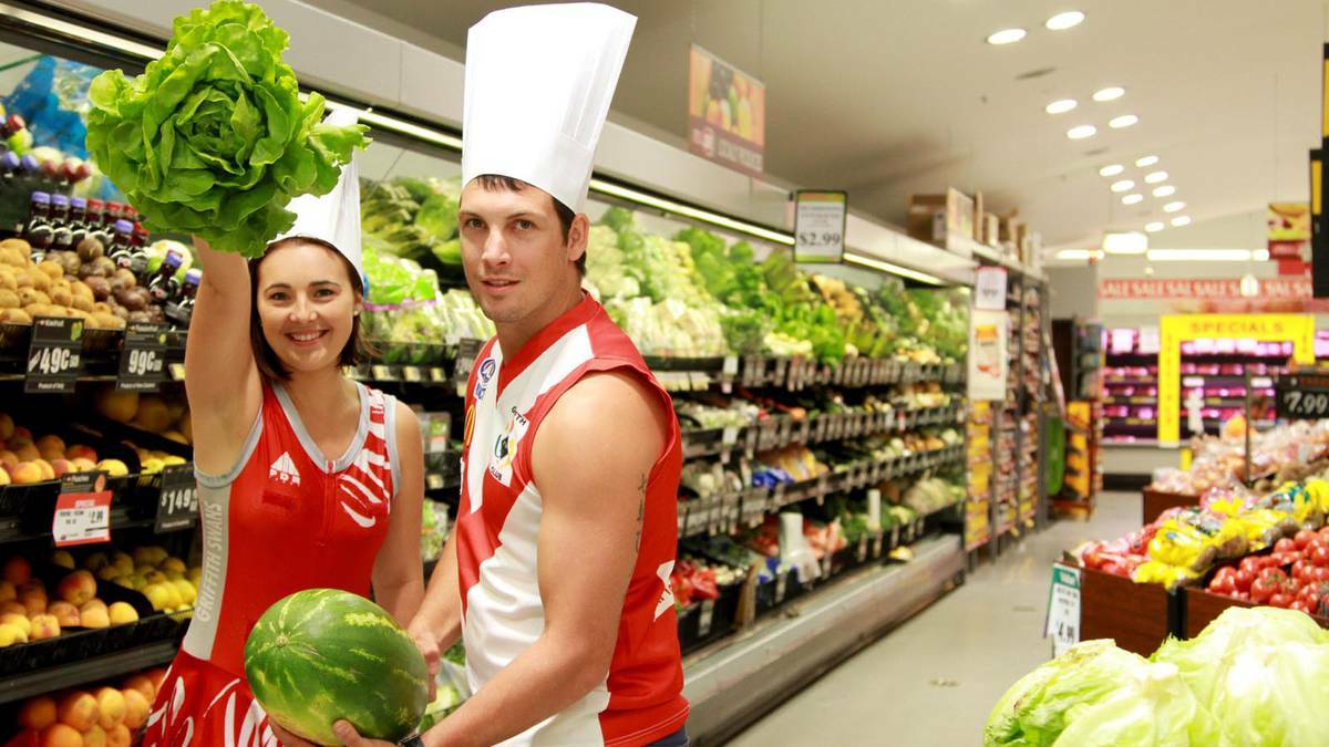 Griffith Swans netballer Chloe Catanzariti and Swans footballer Andrew Cappello are ready to do battle in this year's Superchef Sports Challenge. Picture: The Area News