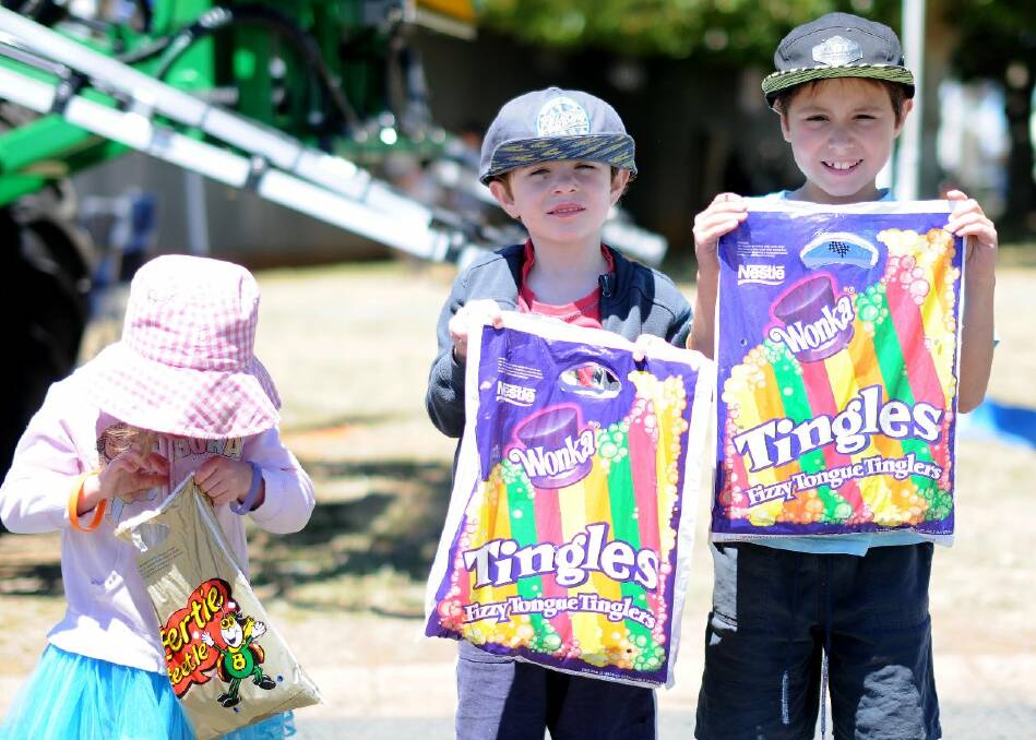 Caitlin Farrell, Lochlan Farrell and Connor Farrell at the Junee Show. Picture: Picture: Jacinta Coyne