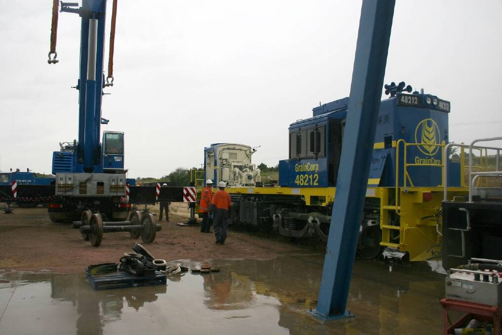 It all starts with the locomotive being moved into position... Picture: Declan Rurenga
