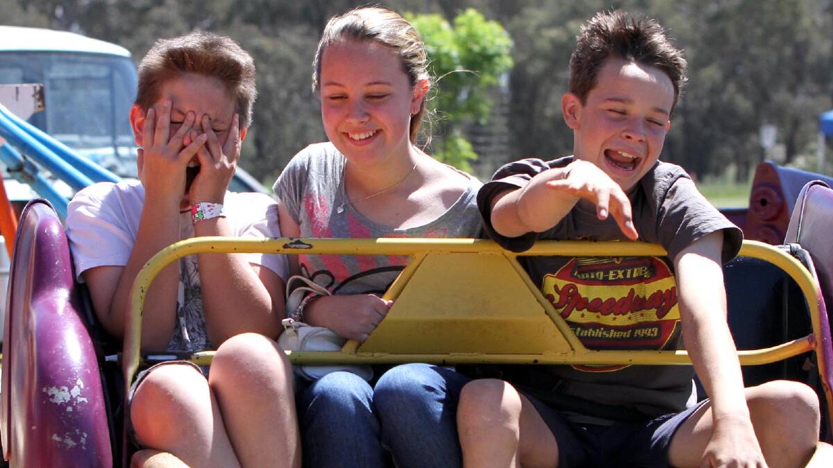 Illabo Show -  Adam Spackman, 12, Taylor May, 14 and Jesse Daley, 13, are in a spin on the Cha Cha. Picture: Les Smith