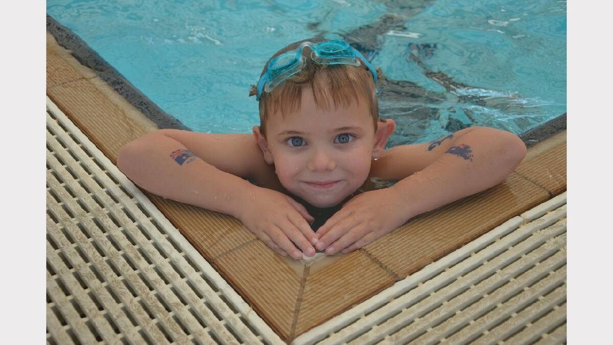 Cooper Vanzanten, 5 spending his Australia Day in the pool. Picture: Declan Rurenga