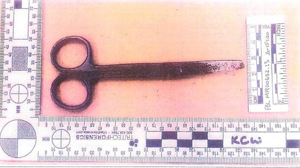 The scissors used by Mr Walker during the incident. Picture: Supeme Court of the NT. 