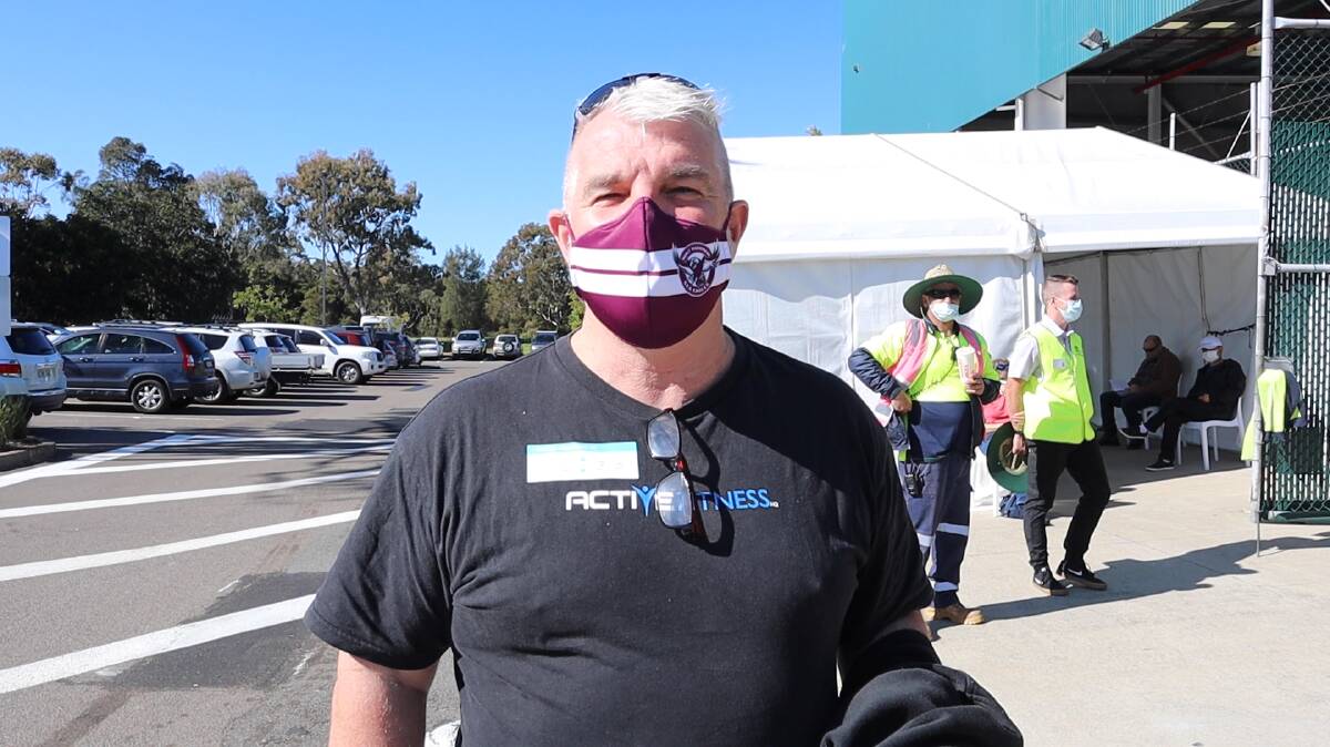 Sales manager Paul Drake (pictured), 57, came from the Central Coast to get the Pfizer vaccine at the Belmont hub.