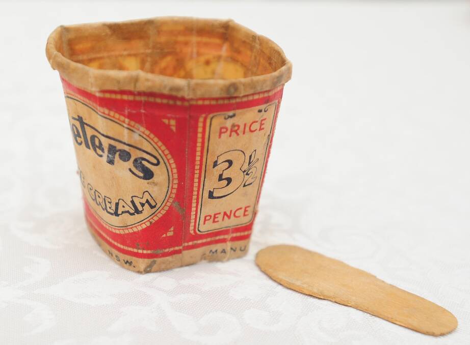 An ancient ice cream container, estimated to be from the 1940s, which was discovered under the seats in the dress circle during the renovation. 
