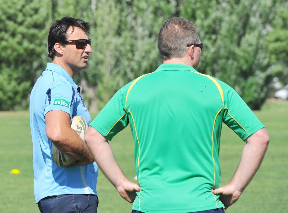 BACK HOME: Laurie Daley casts an eye over the rugby league talent at Laurie Daley Oval. Picture: Kieren L Tilly